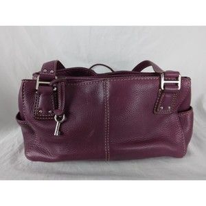 Fossil Purple Leather Shoulder Bag